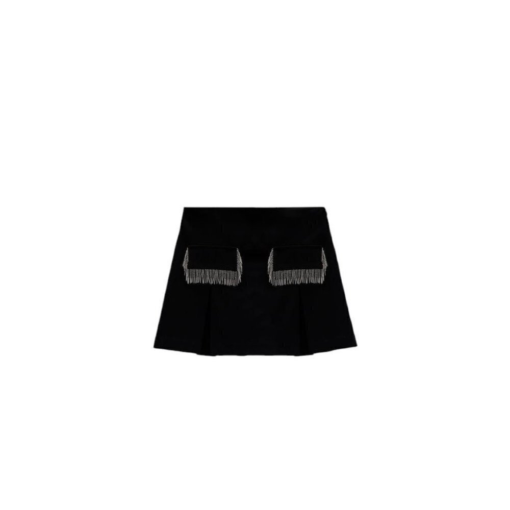 ZARA SKORT WITH FRINGING BLACK SIZE XS | 2407/535